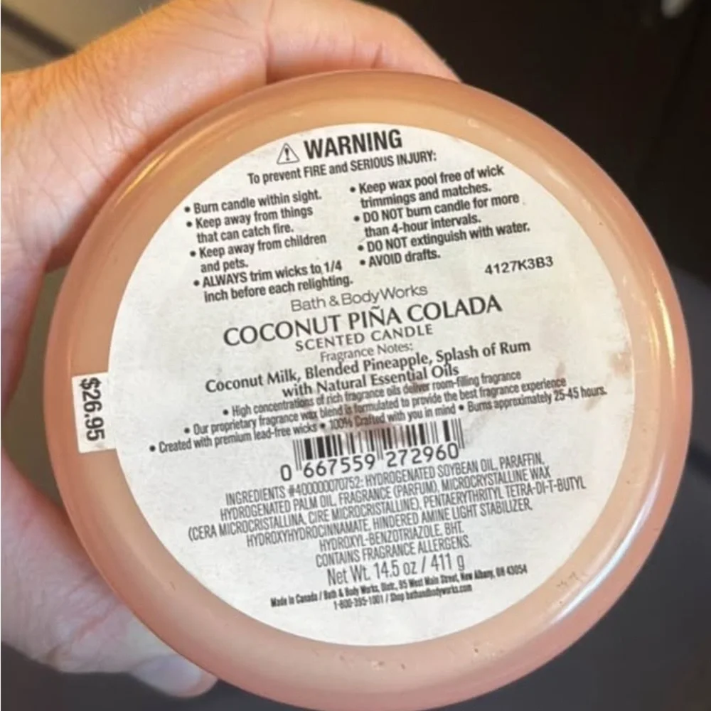 Bath & Body Works Coconut Piña Colada Scented Candle - Pink and Gold - Picture 2 of 3